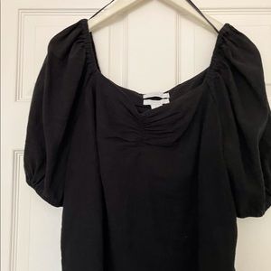 H&M Black Linen-Blend Top Sz L